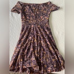 Floral lace off the shoulder dress